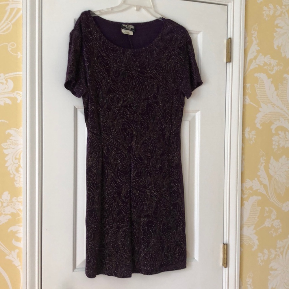 Purple dress with gold sparkly embroidery